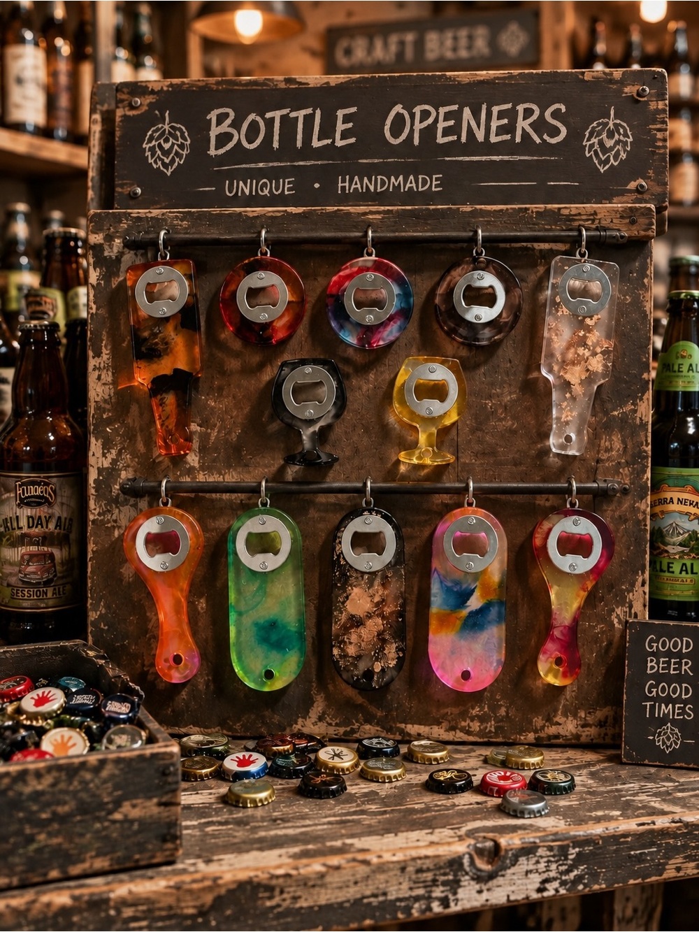 Handmade Multicolor Resin Mica Powder Bottle Openers - 12 available